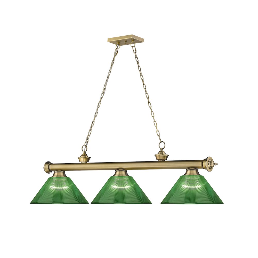 Z-Lite Cordon 3 Light Billiard, Steel Frame, Green Shade Color. Picture 3