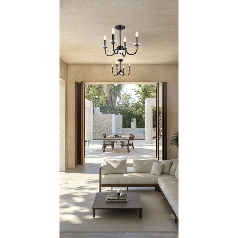 Z-Lite Allistair 4 Light Semi Flush Mount in Matte Black color, Steel frame. Picture 7