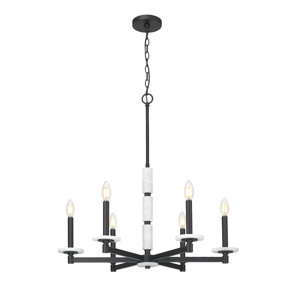 Z-Lite Kaden 6 Light Chandelier in Matte Black color, Steel frame. Picture 1