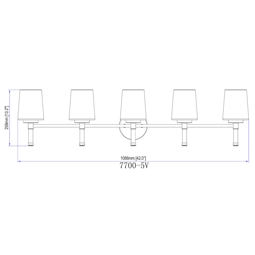 Z-Lite 5 Light Vanity, Modern Gold. Picture 8
