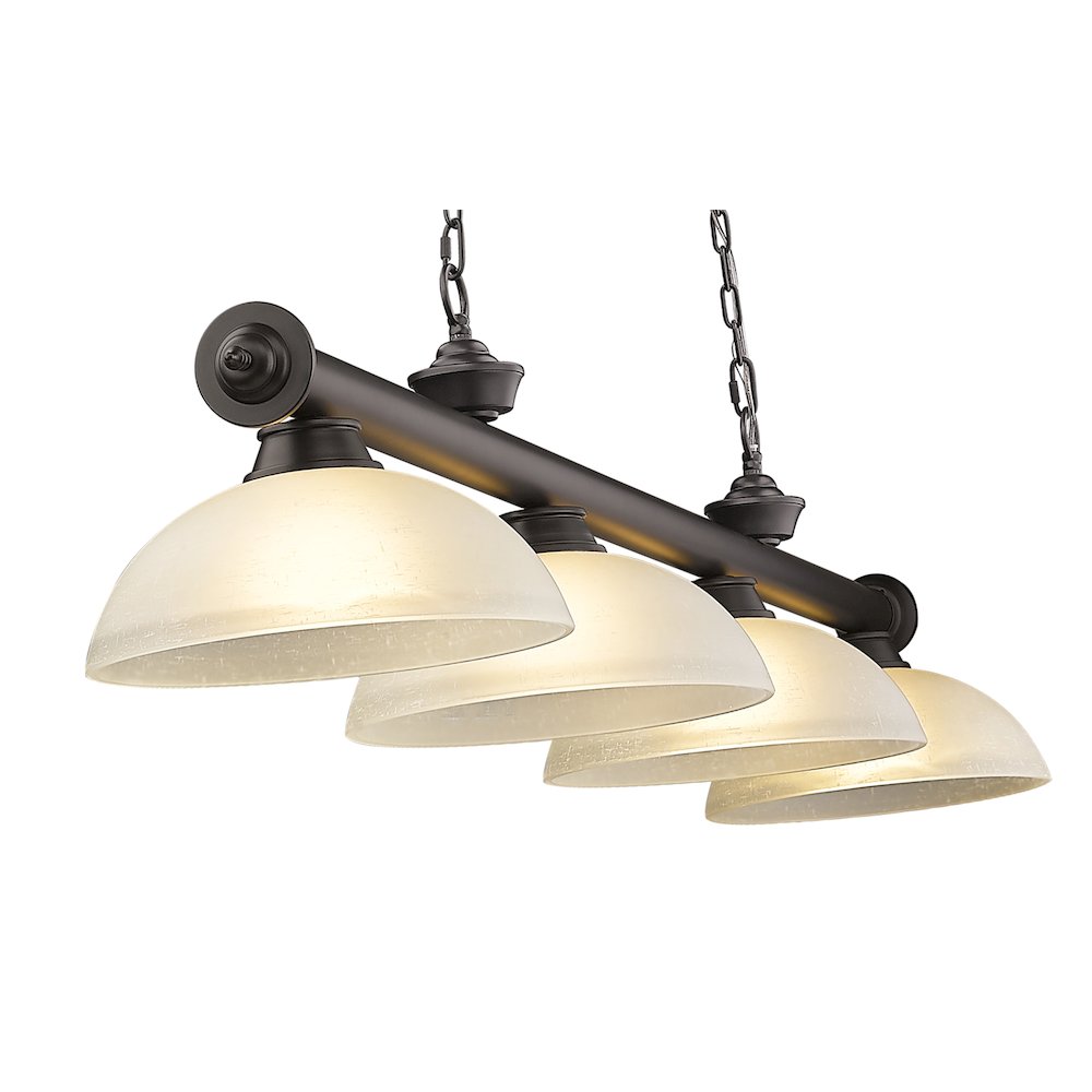 Z-Lite Cordon 4 Light Billiard, Steel Frame, White Linen Shade Color. Picture 4