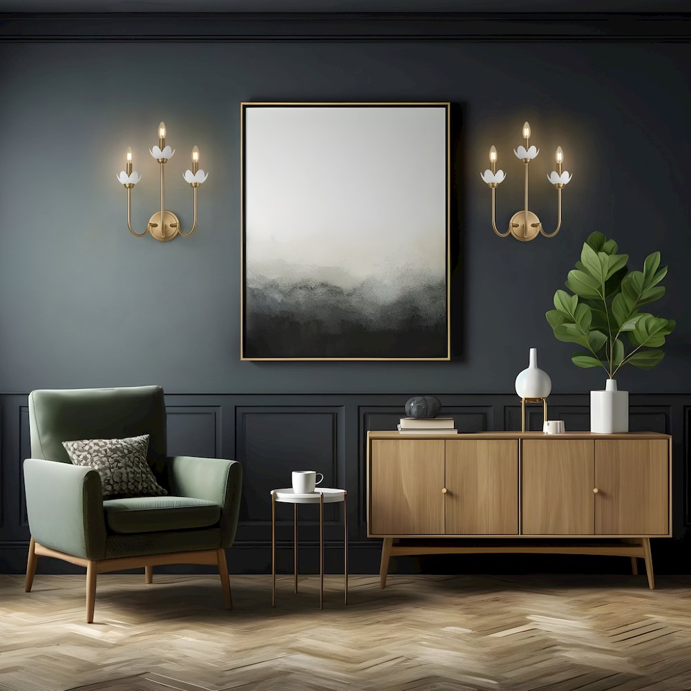 Z-Lite Allistair 3 Light Wall Sconce in Modern Gold color, Steel frame. Picture 7