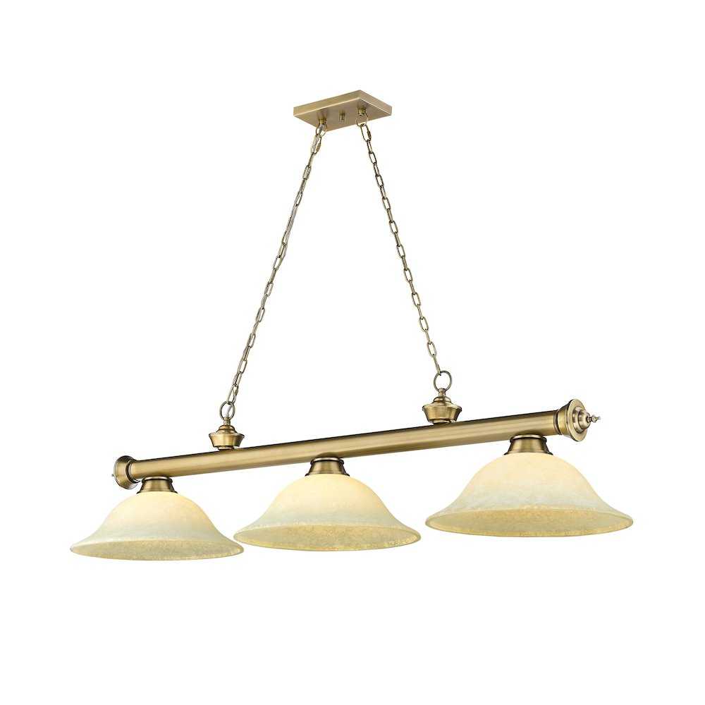 Z-Lite Cordon 3 Light Billiard, Steel Frame, Golden Mottle Shade Color. Picture 1