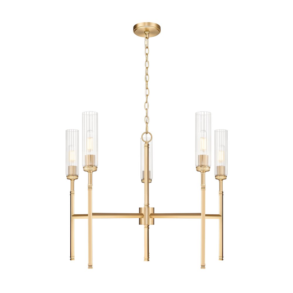 Z-Lite 5 Light Chandelier, Modern Gold. Picture 1