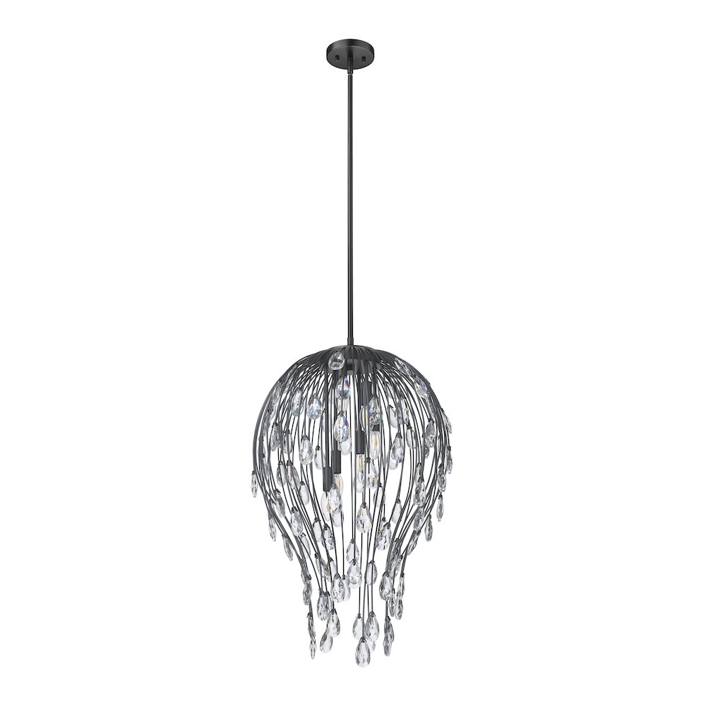 Z-Lite 6 Light Pendant, Matte Black. Picture 7