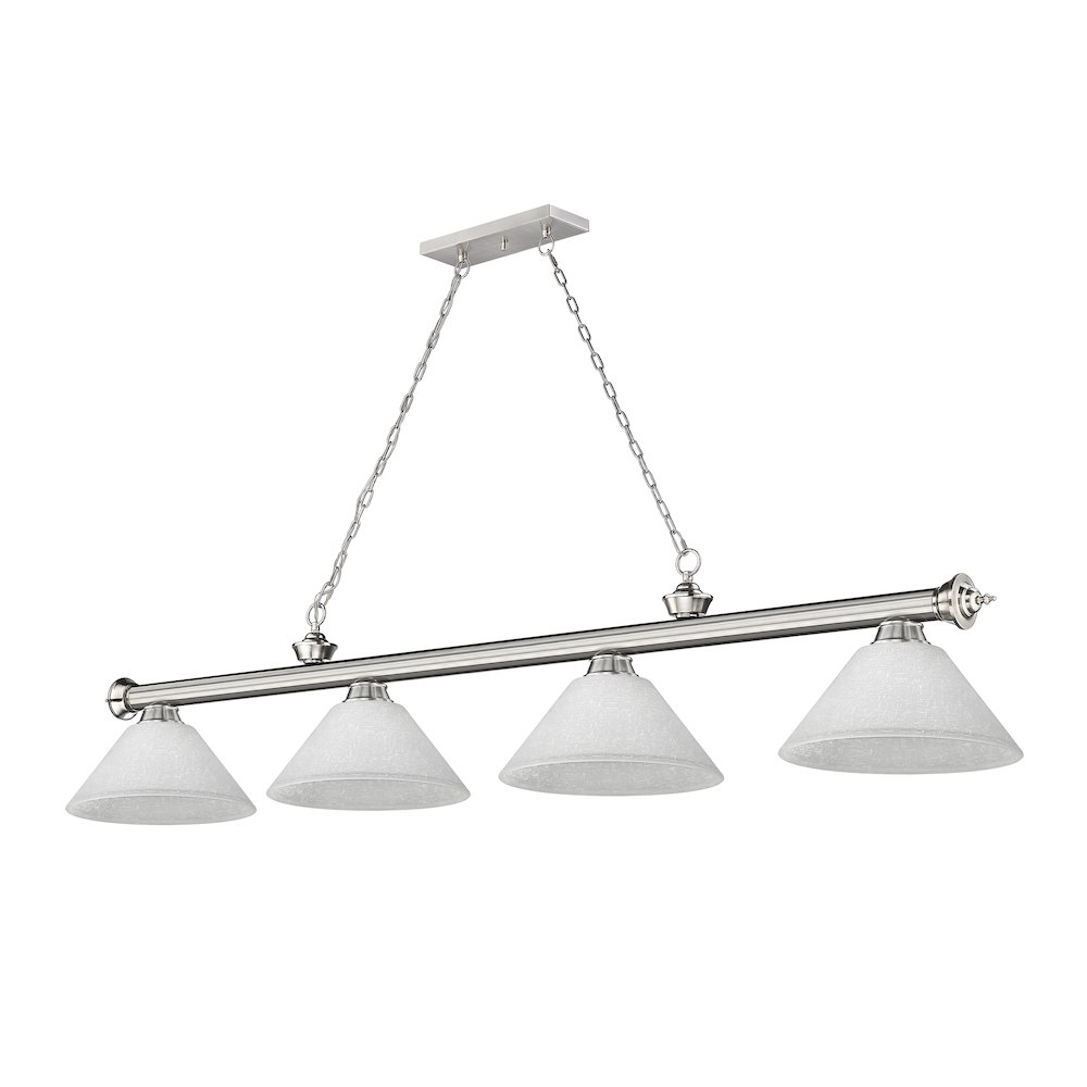 Z-Lite Cordon 4 Light Billiard, Steel Frame, White Linen Shade Color. Picture 5