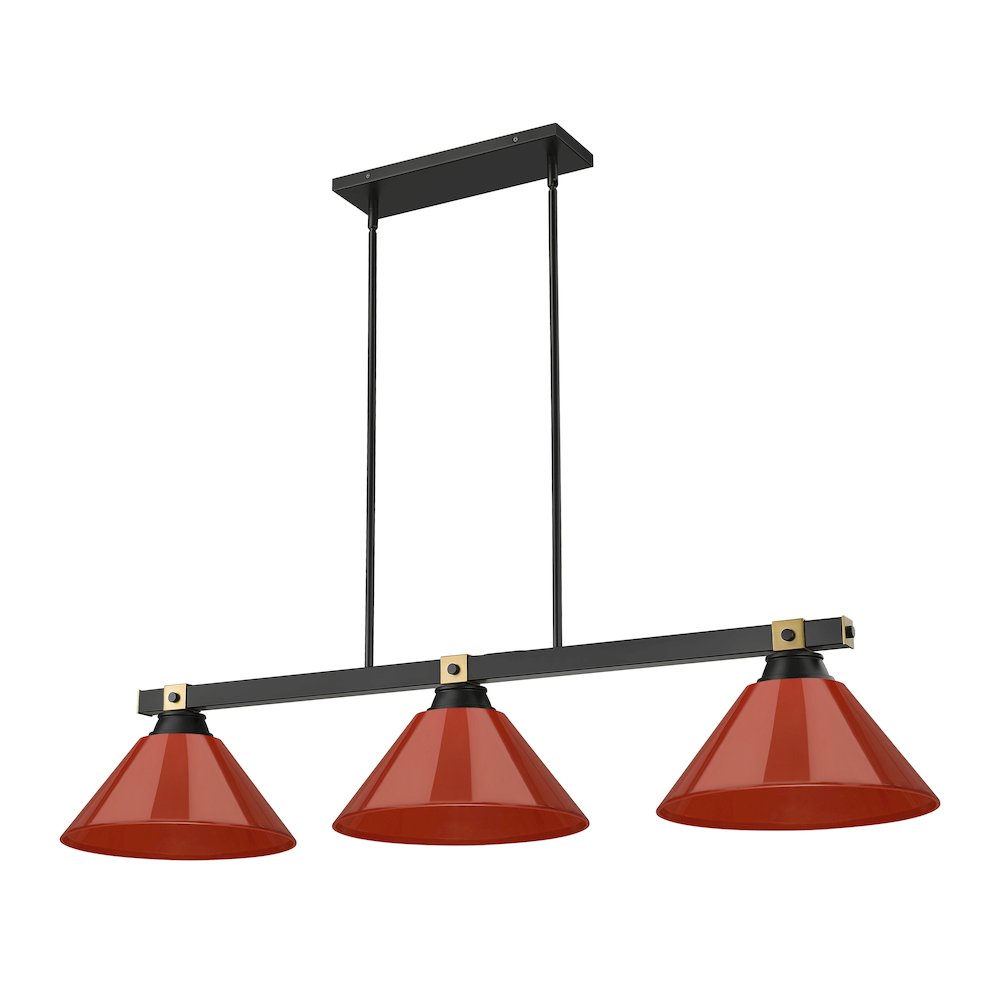 Z-Lite Bronte 3 Light Billiard, Steel Frame, Red Shade Color. Picture 5
