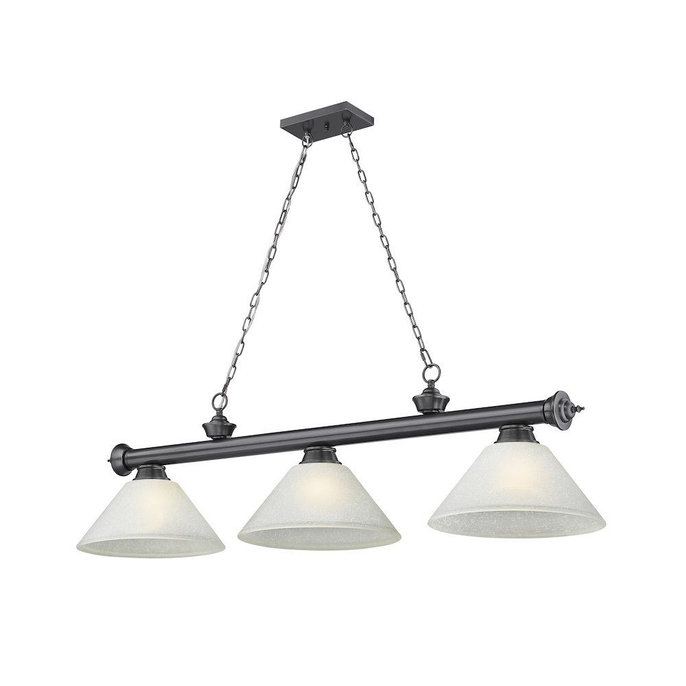 Z-Lite Cordon 3 Light Billiard, Steel Frame, White Linen Shade Color. Picture 1