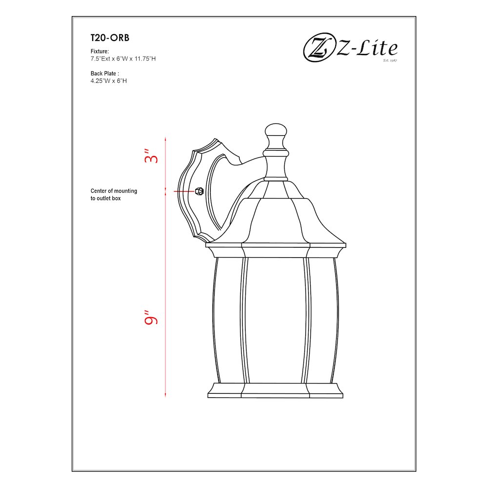Z-Lite 1 Light Outdoor Wall Light. Picture 2