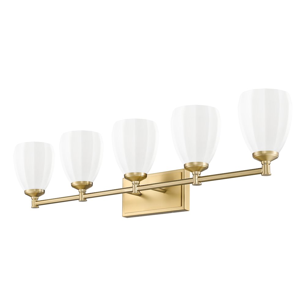 Z-Lite Oren 5 Light Vanity in Modern Gold color, Steel frame. Picture 5