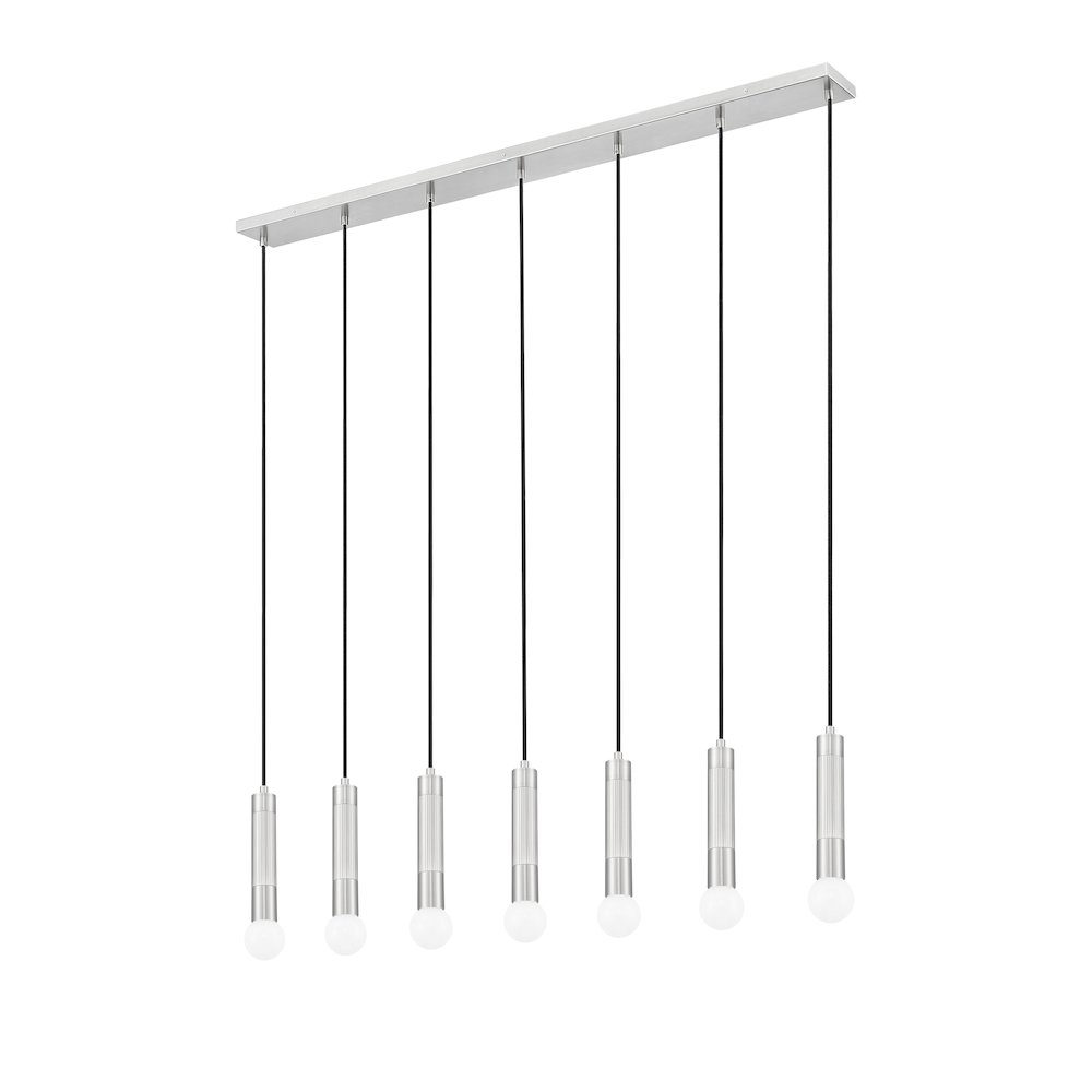 Z-Lite Stari 7 Light Linear Chandelier in Brushed Nickel color, Steel frame. Picture 5