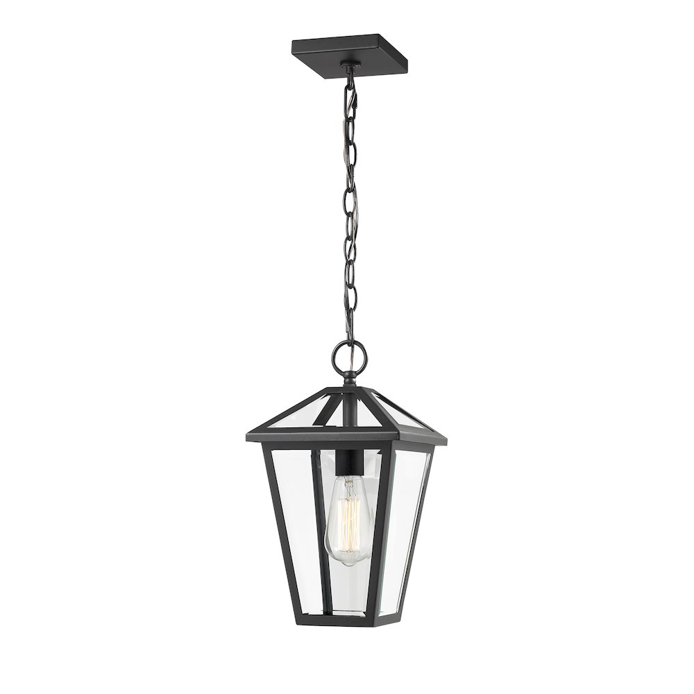 Z-Lite Talbot 1 Light Outdoor Chain Mount Ceiling Fixture, Black. Picture 3
