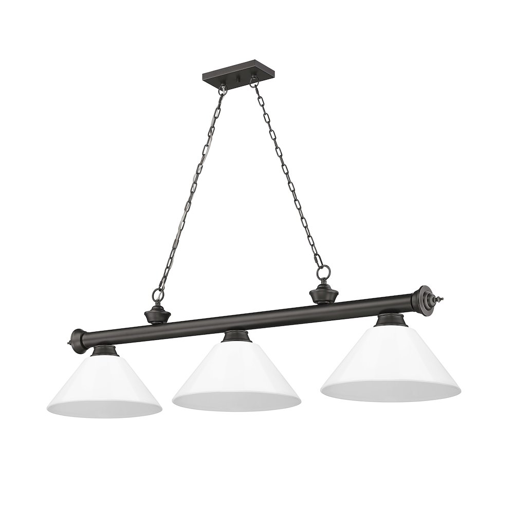 Z-Lite Cordon 3 Light Billiard, Steel Frame, White Shade Color. Picture 5