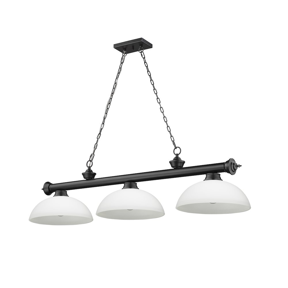 Z-Lite Cordon 3 Light Billiard, Steel Frame, Matte Opal Shade Color. Picture 5