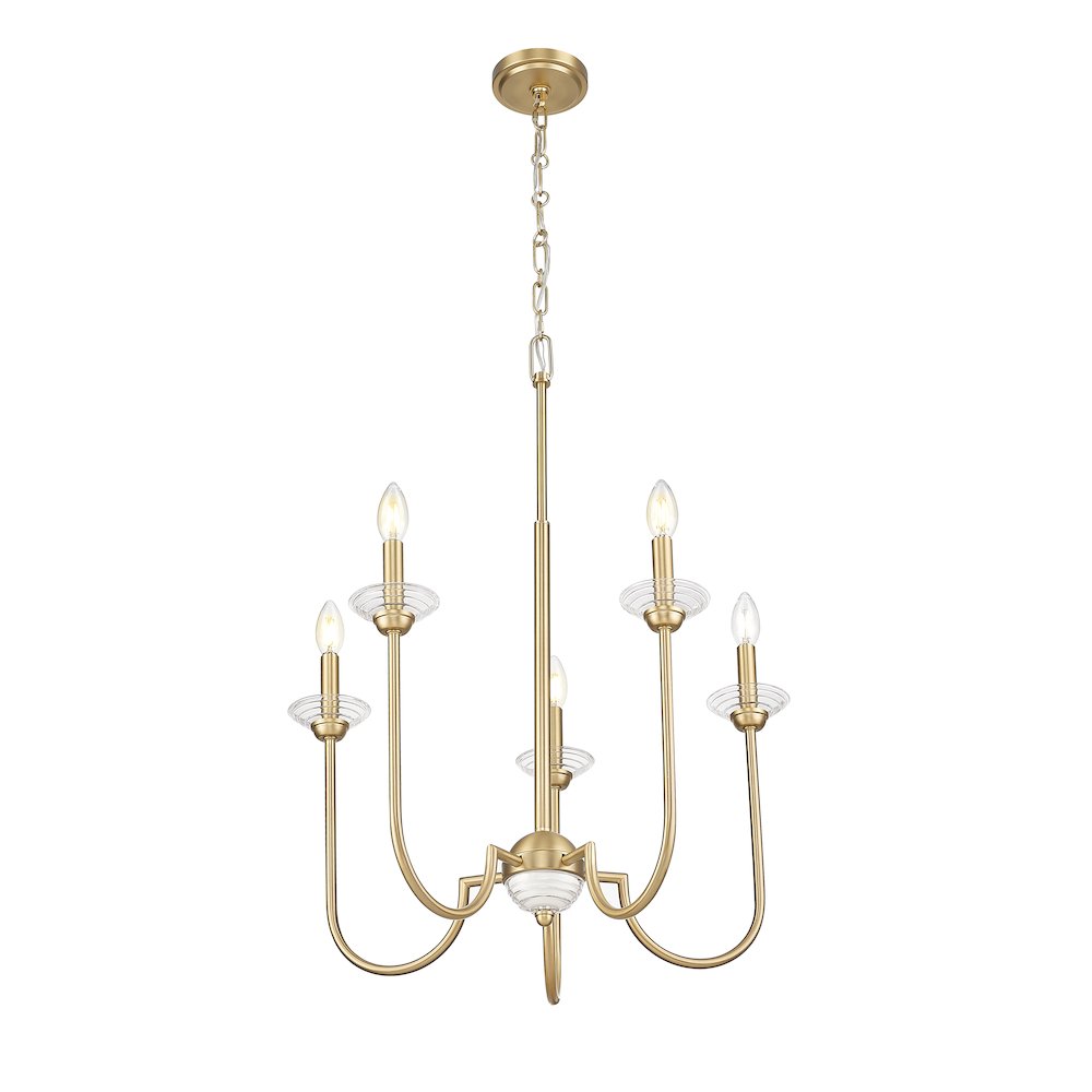Z-Lite Allistair 5 Light Chandelier in Modern Gold color, Steel frame. Picture 2