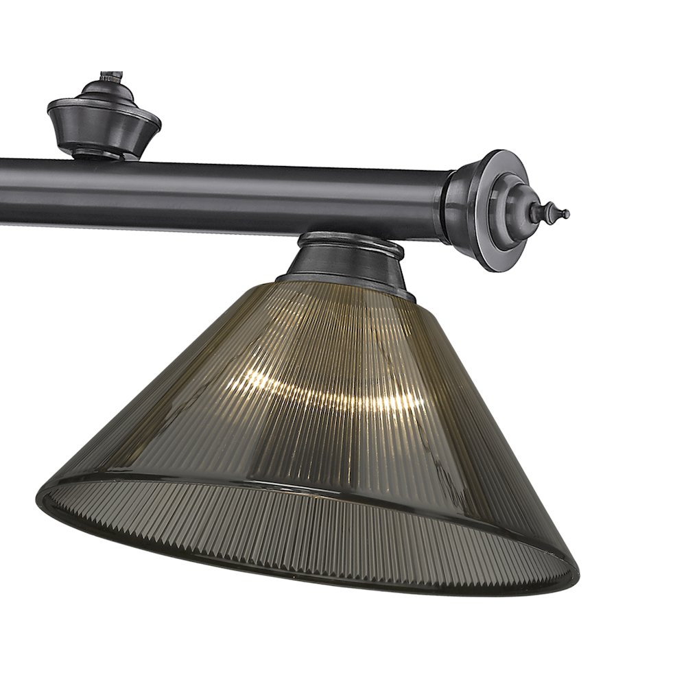 Z-Lite Cordon 3 Light Billiard, Steel Frame, Smoke Shade Color. Picture 4