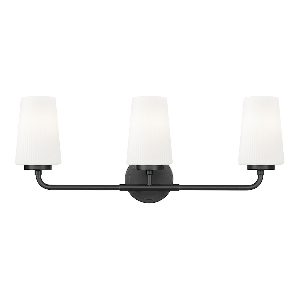 Z-Lite Montford 3 Light Vanity in Matte Black color, Steel frame. Picture 2
