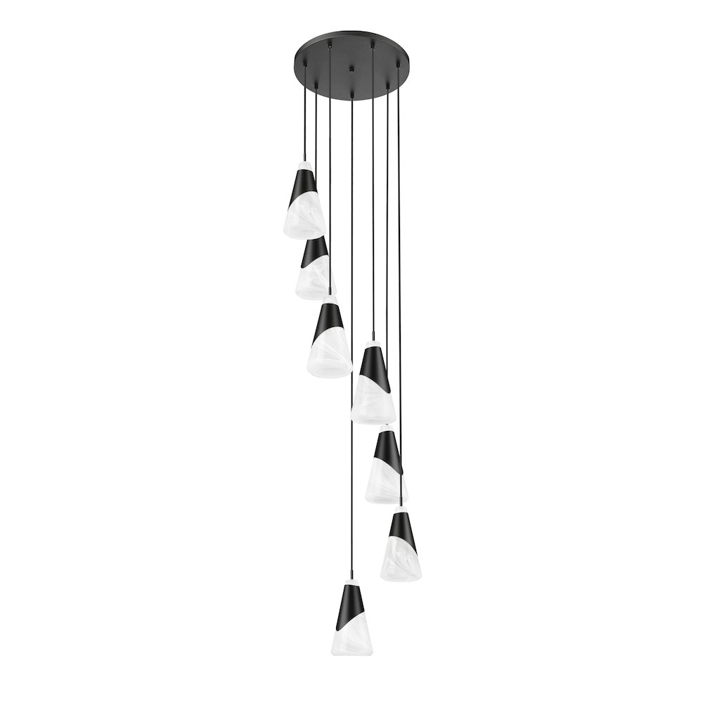 Z-Lite Aimie 7 Light Chandelier, Matte Black. Picture 5