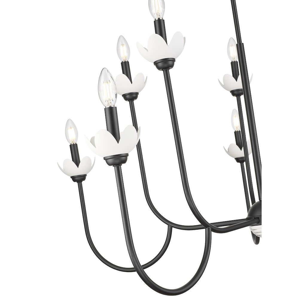 Z-Lite Allistair 10 Light Chandelier in Matte Black color, Steel frame. Picture 4