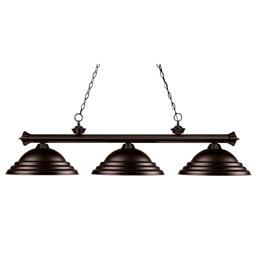 Z-Lite Riviera 3 Light Billiard, Steel Frame, Bronze Shade Color. Picture 1