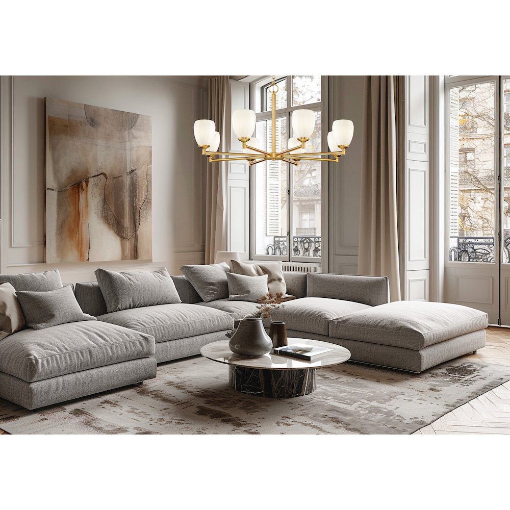 Z-Lite Oren 8 Light Chandelier in Modern Gold color, Steel frame. Picture 7