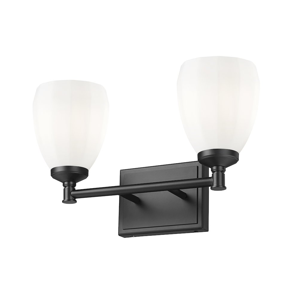Z-Lite Oren 2 Light Vanity in Matte Black color, Steel frame. Picture 3