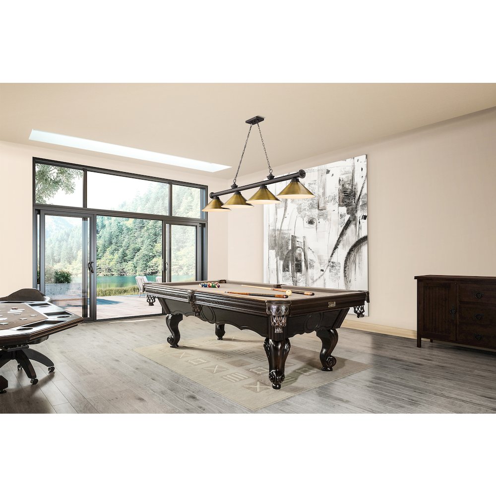 Z-Lite Cordon 4 Light Billiard, Steel Frame, Rubbed Brass Shade Color. Picture 6