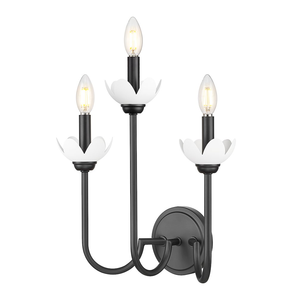 Z-Lite Allistair 3 Light Wall Sconce in Matte Black color, Steel frame. Picture 1