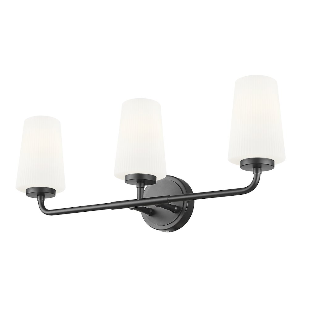 Z-Lite Montford 3 Light Vanity in Matte Black color, Steel frame. Picture 3