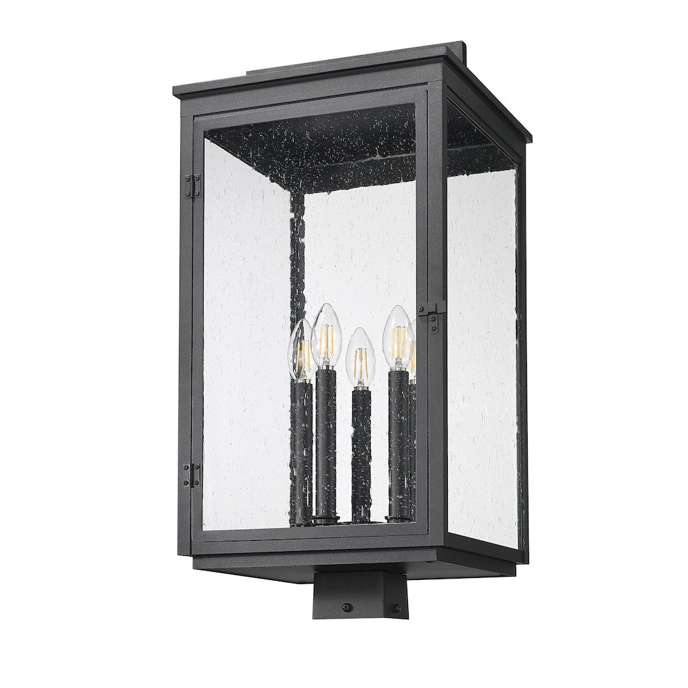 Z-Lite Hartwell 5 Light Outdoor Post Mount Fixture in Sand Black color. Picture 5