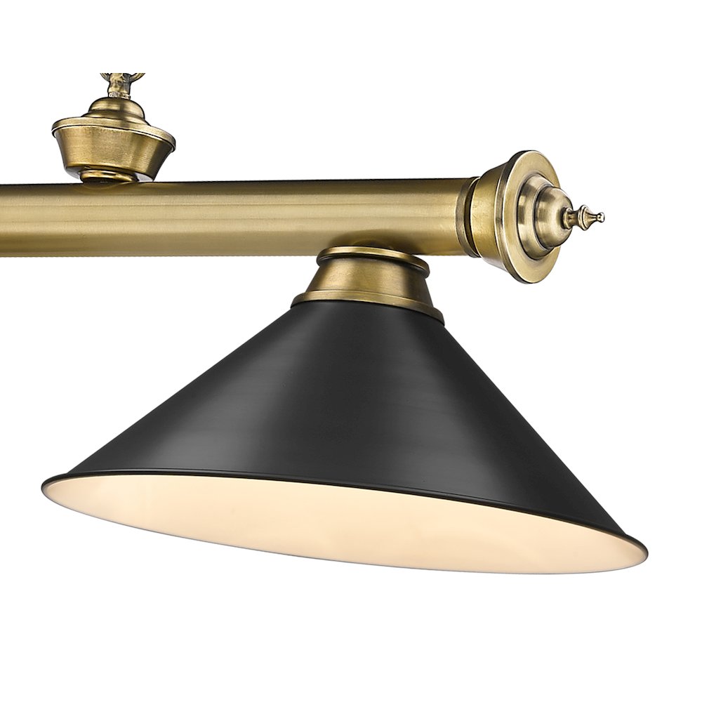 Z-Lite Cordon 3 Light Billiard, Steel Frame, Matte Black Shade Color. Picture 4