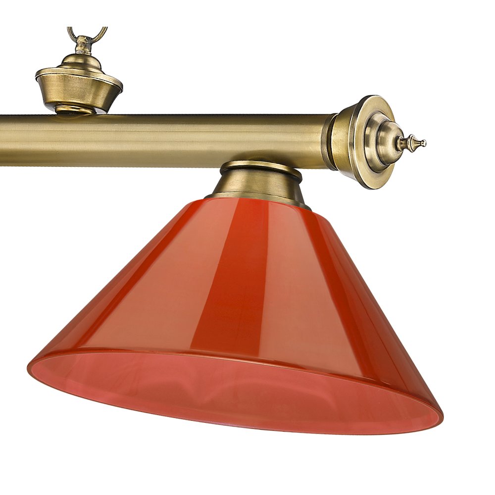 Z-Lite Cordon 3 Light Billiard, Steel Frame, Red Shade Color. Picture 4