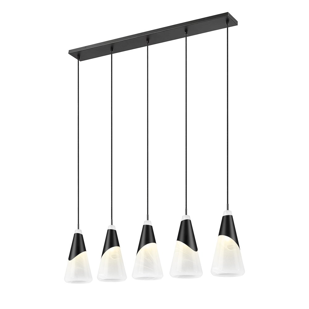Z-Lite Aimie 5 Light Linear Chandelier, Matte Black. Picture 2