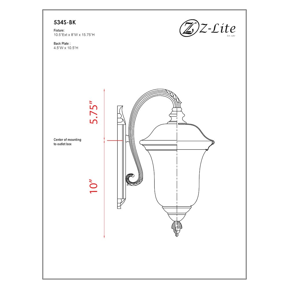 Z-Lite 1 Light Outdoor Wall Light. Picture 2