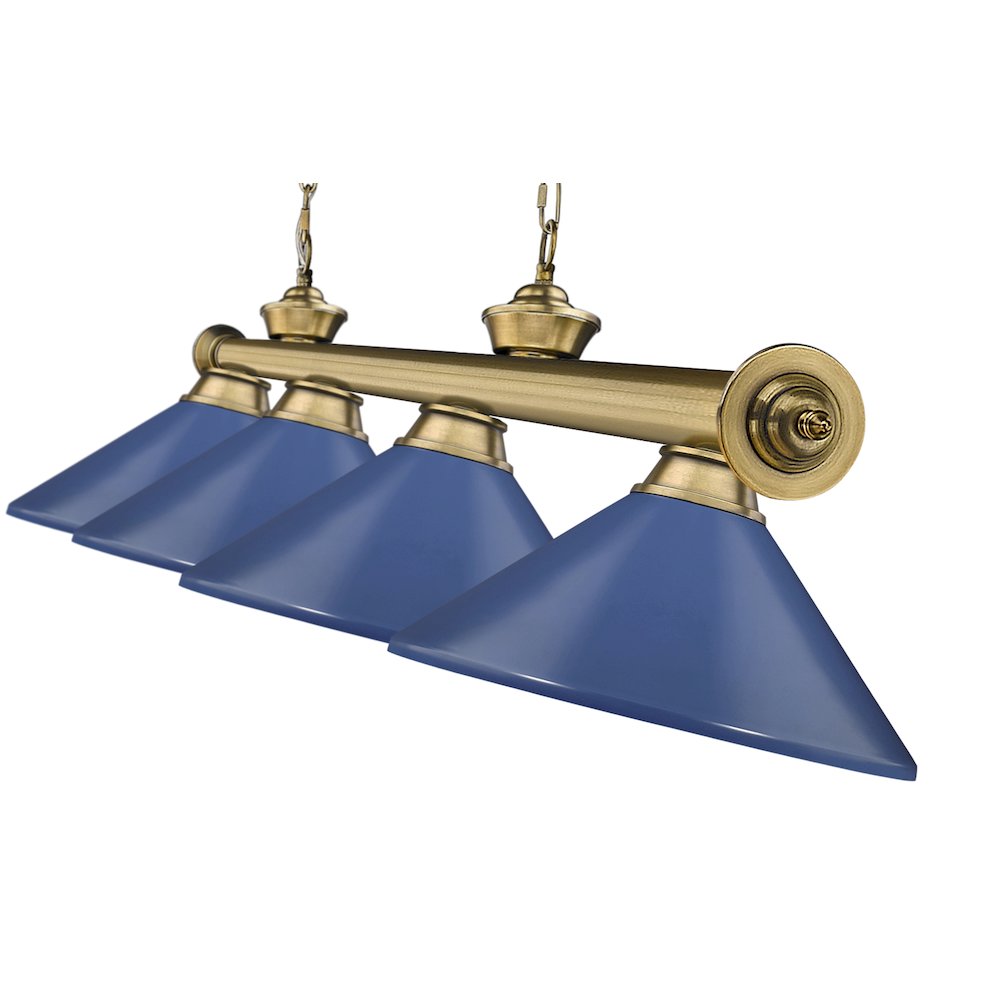 Z-Lite Cordon 4 Light Billiard, Steel Frame, Navy Blue Shade Color. Picture 4