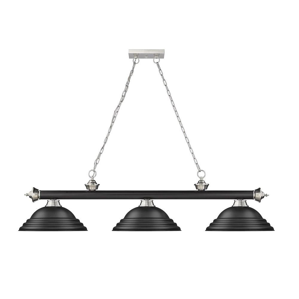 Z-Lite Cordon 3 Light Billiard, Steel Frame, Matte Black Shade Color. Picture 2