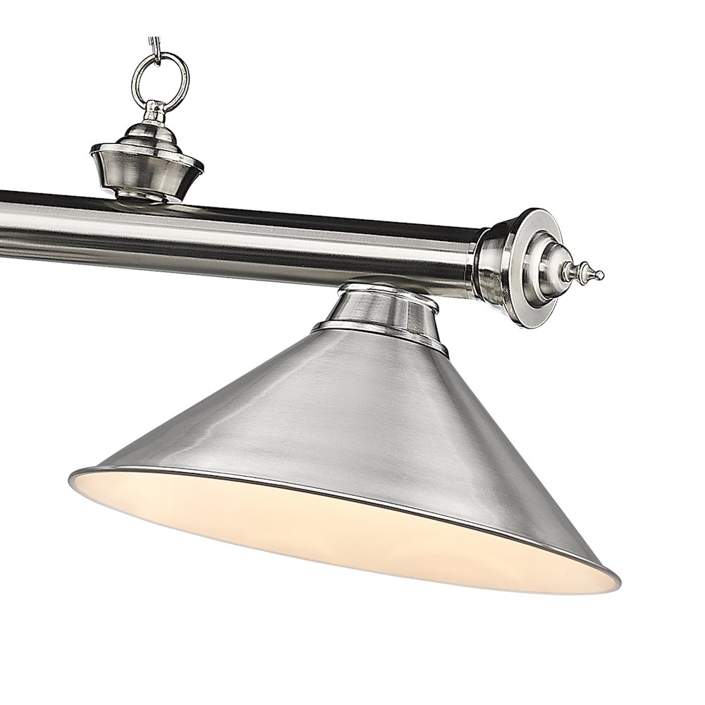 Z-Lite Cordon 3 Light Billiard, Steel Frame, Brushed Nickel Shade Color. Picture 4
