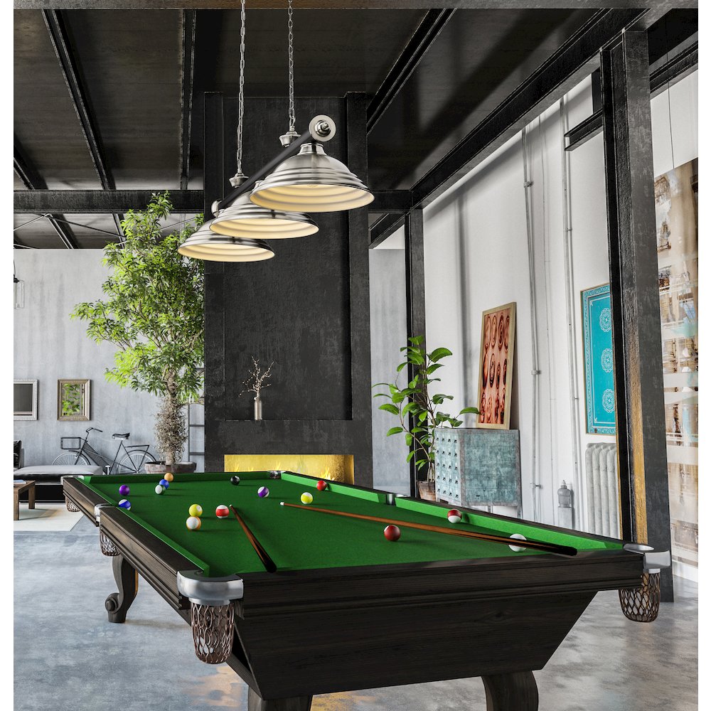 Z-Lite Cordon 3 Light Billiard, Steel Frame, Brushed Nickel Shade Color. Picture 6