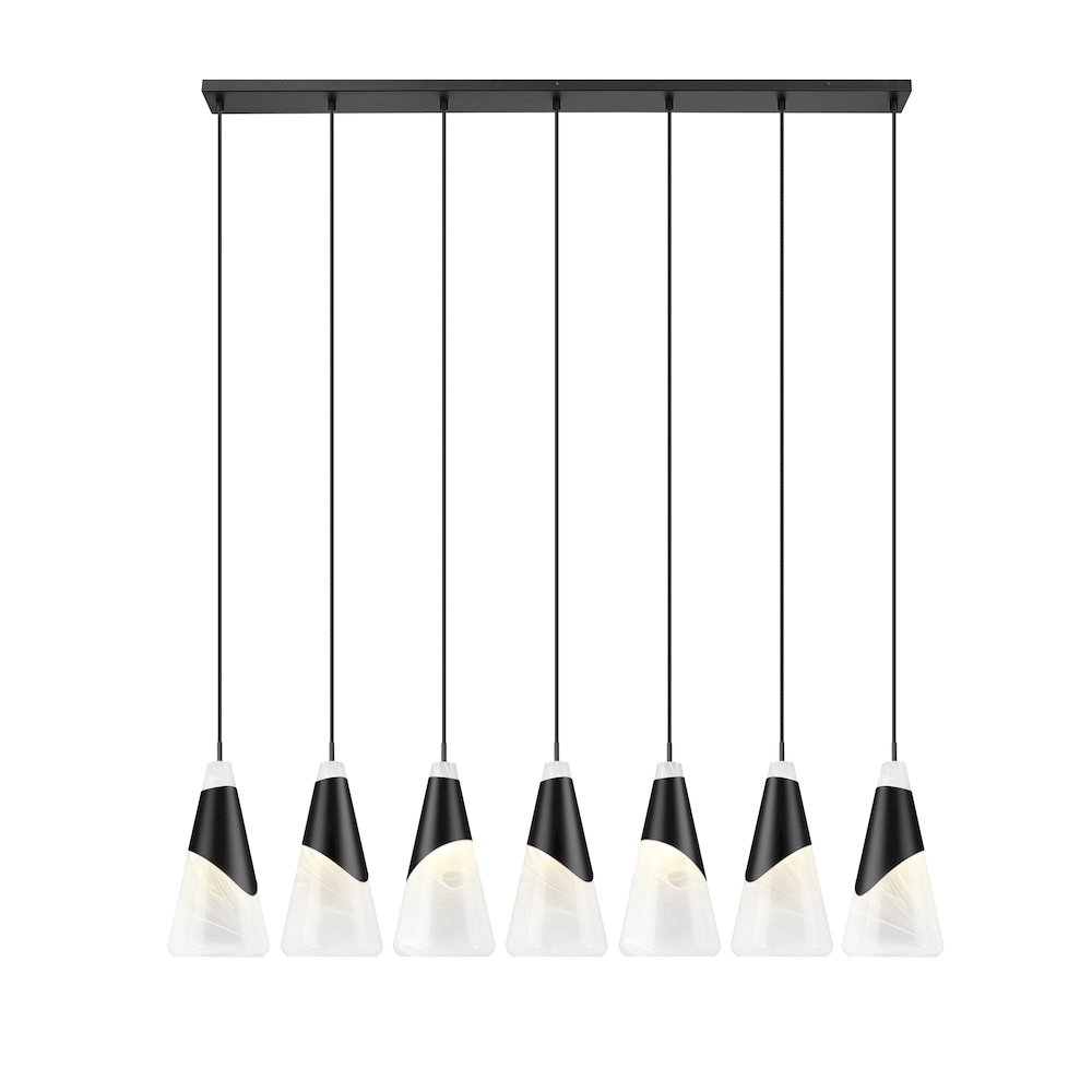 Z-Lite Aimie 7 Light Linear Chandelier, Matte Black. Picture 3