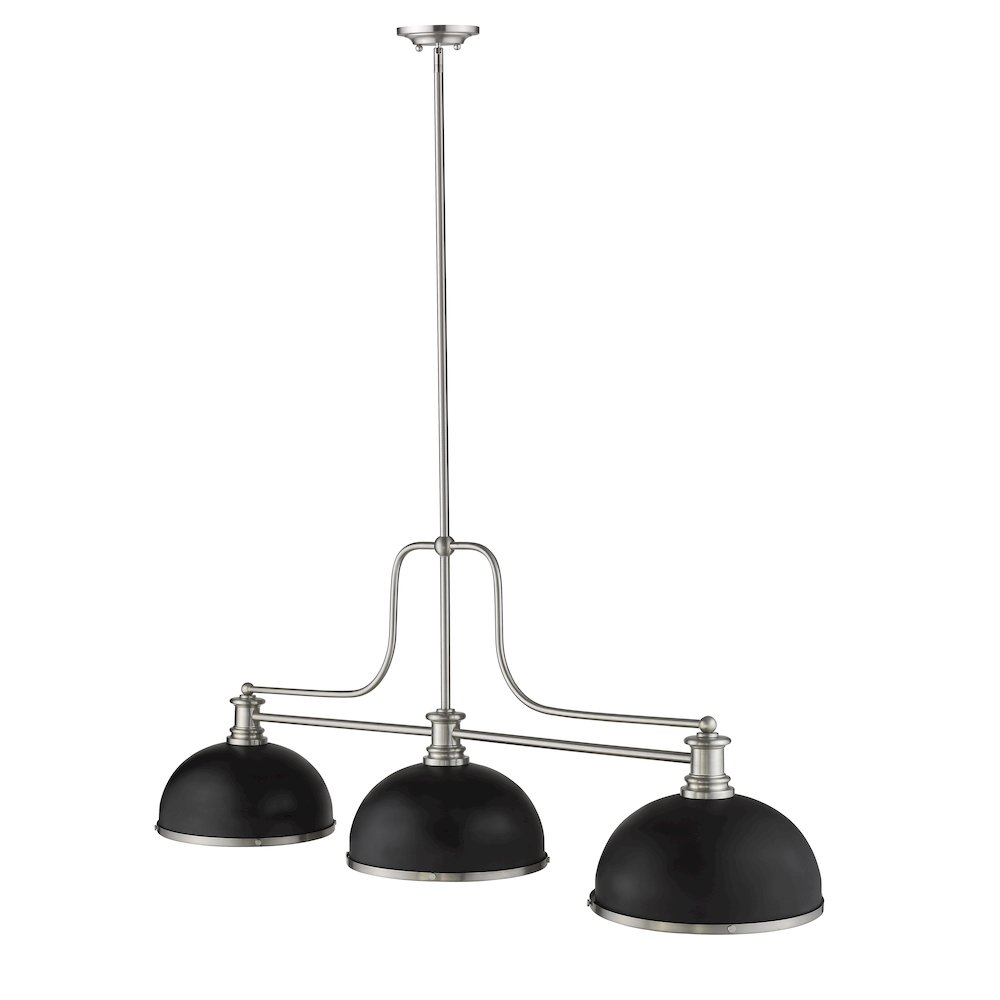 Z-Lite Melange 3 Light Billiard, Matte Black + Brushed Nickel Shade Color. Picture 2