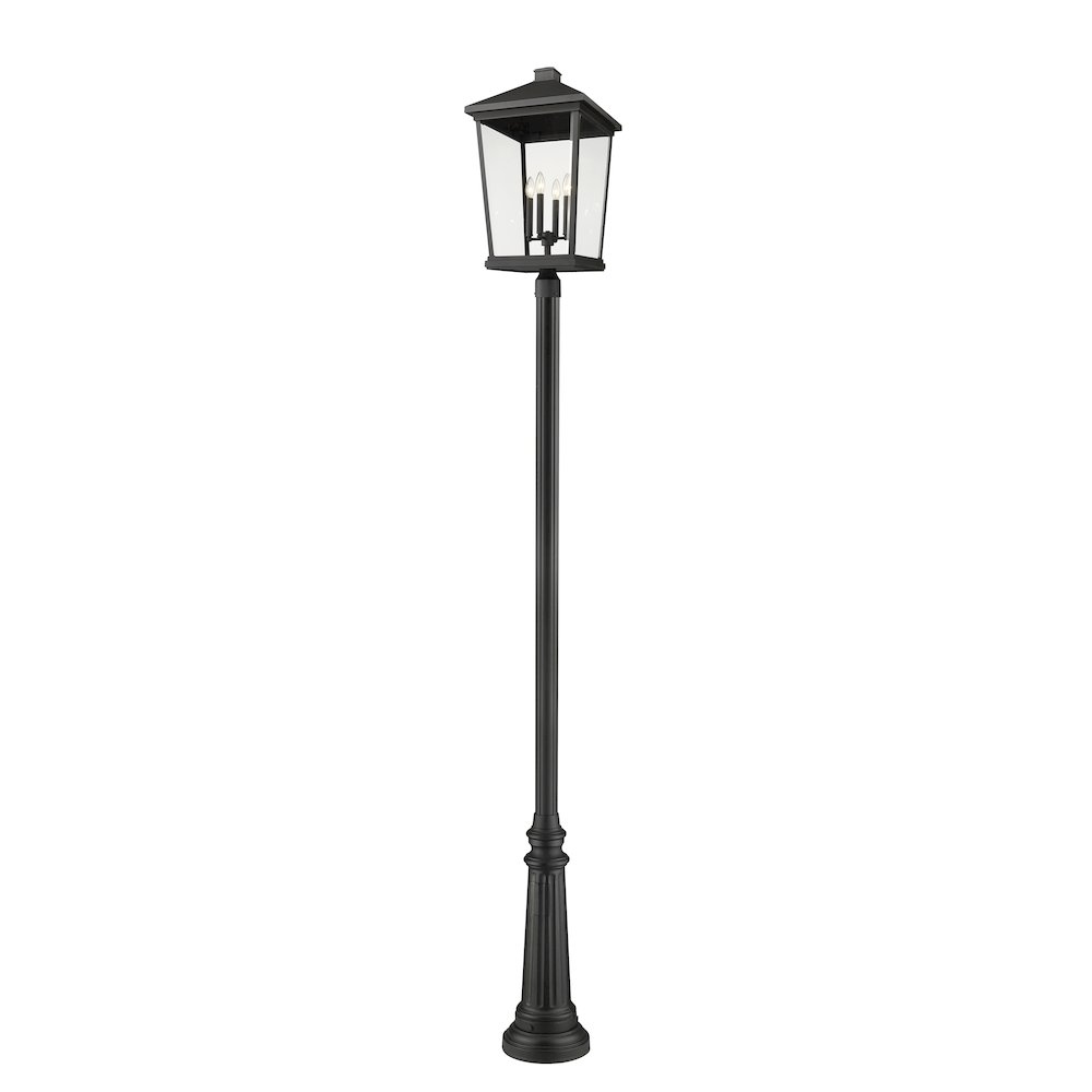 Z-Lite Beacon 4 Light Outdoor Post Mounted Fixture, Black. Picture 1