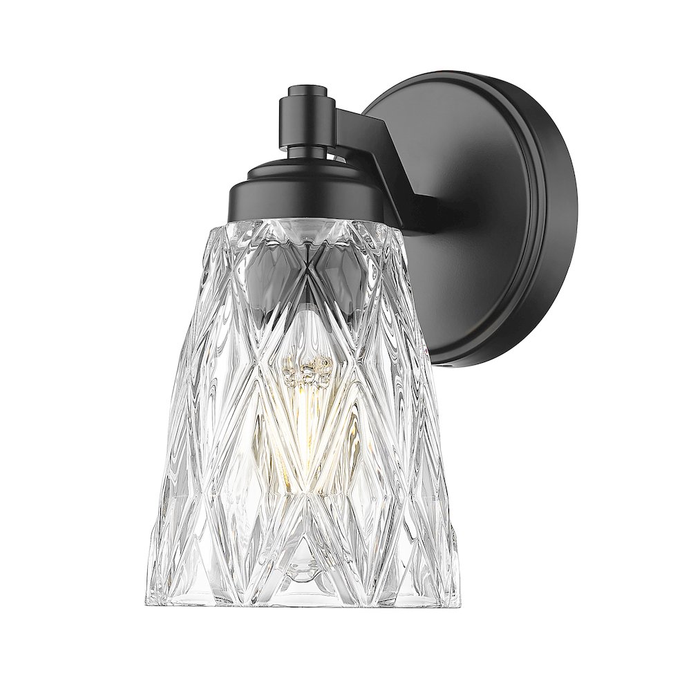 Z-Lite 1 Light Wall Sconce, Matte Black. Picture 1