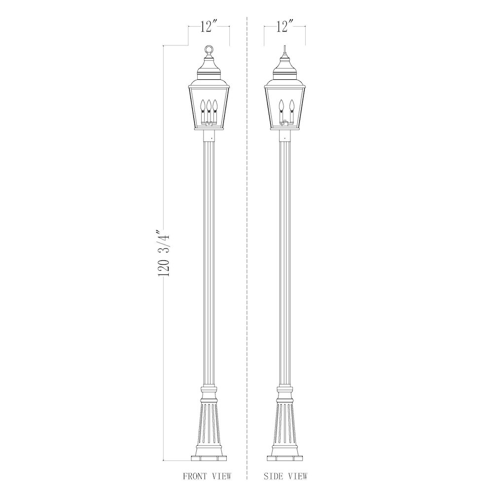 Z-Lite 3 Light Outdoor Post Mounted Fixture, Sand Black. Picture 8