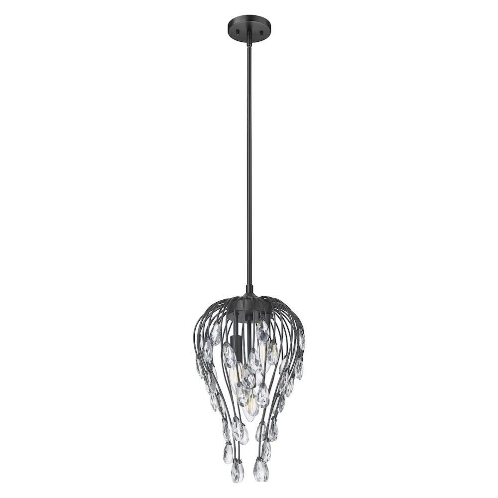 Z-Lite 3 Light Pendant, Matte Black. Picture 7