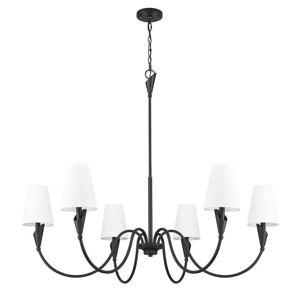 Z-Lite Claudelle 6 Light Chandelier in Matte Black color, Steel frame. Picture 5