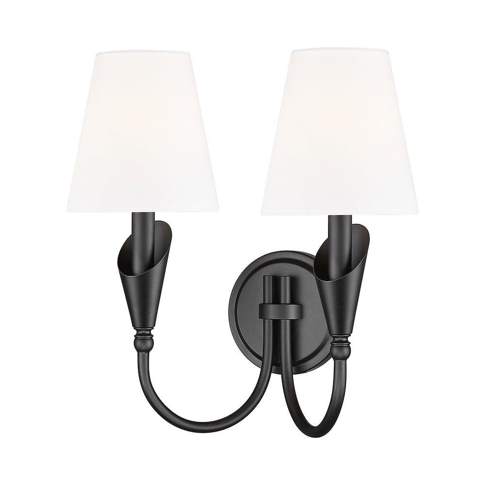 Z-Lite Claudelle 2 Light Wall Sconce in Matte Black color, Steel frame. Picture 1
