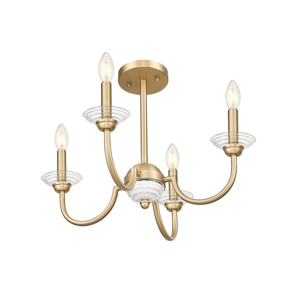 Z-Lite Allistair 4 Light Semi Flush Mount in Modern Gold color, Steel frame. Picture 2