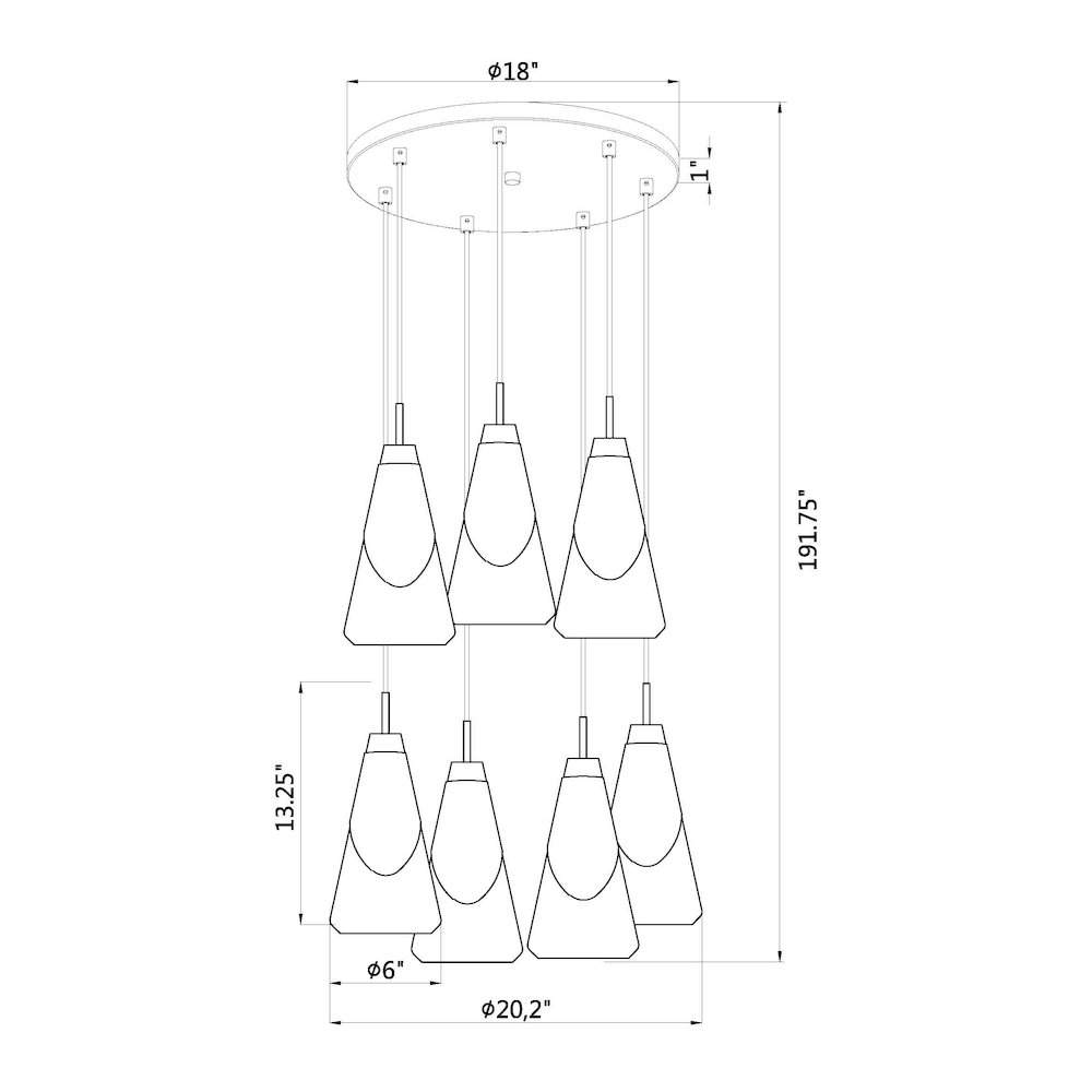 Z-Lite Aimie 7 Light Chandelier, Matte Black. Picture 8
