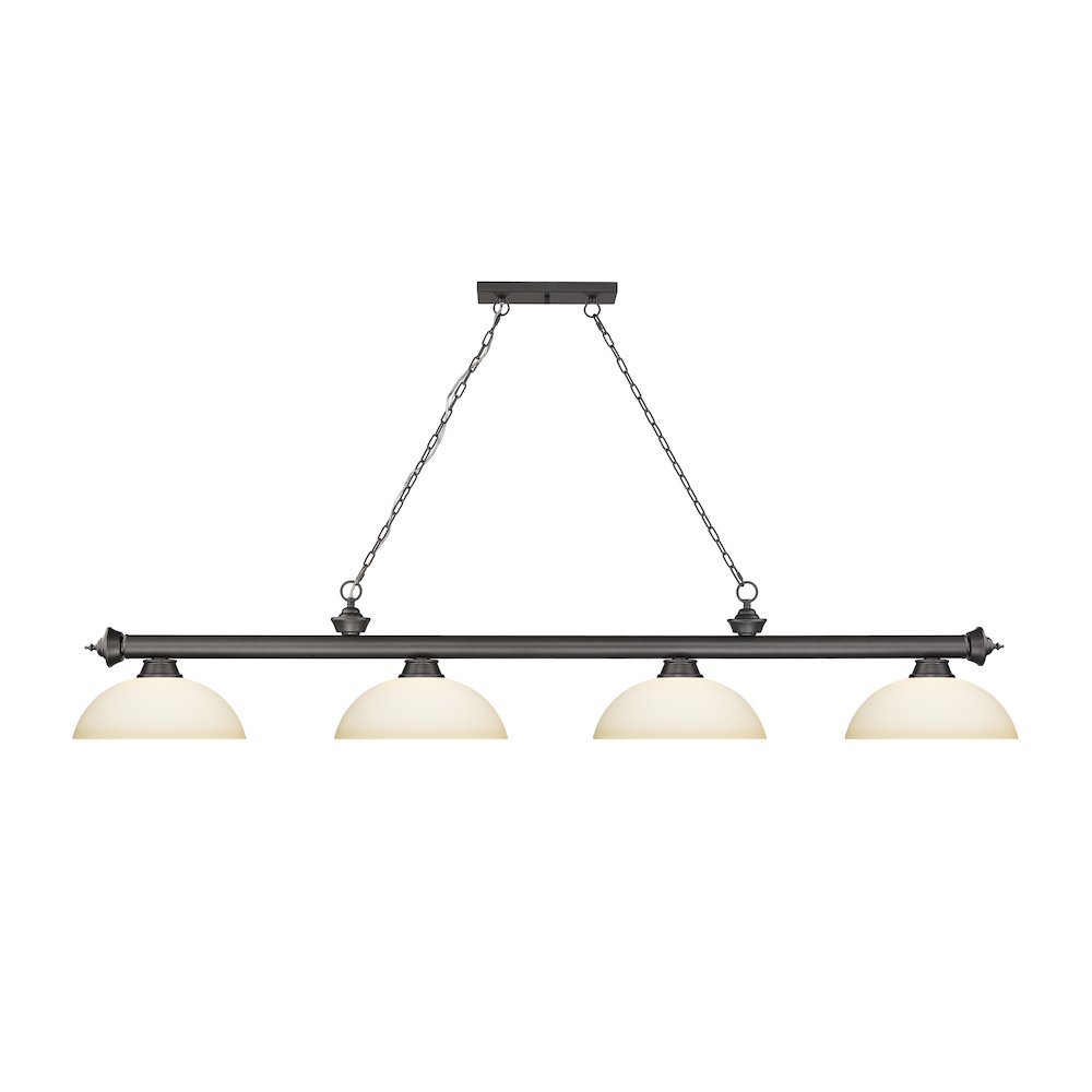 Z-Lite Cordon 4 Light Billiard, Steel Frame, Matte Opal Shade Color. Picture 2