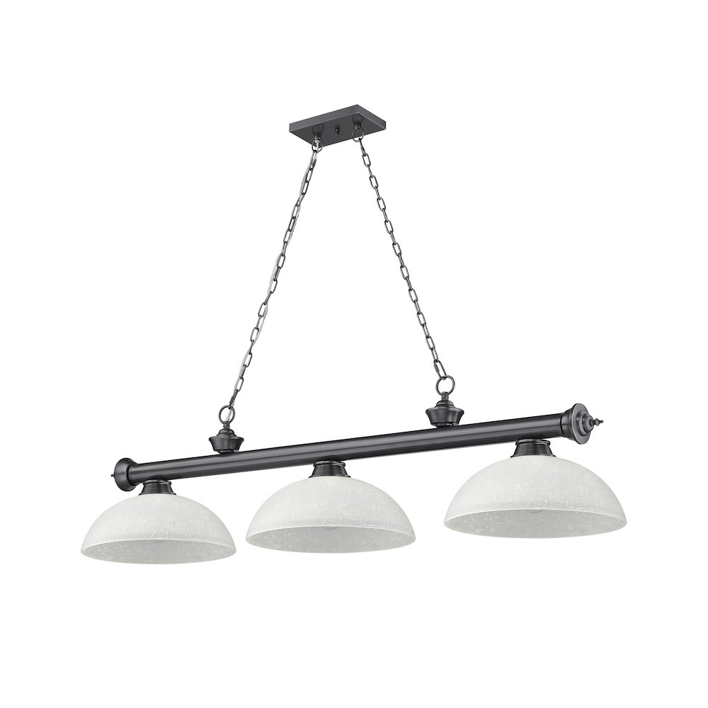 Z-Lite Cordon 3 Light Billiard, Steel Frame, White Linen Shade Color. Picture 5